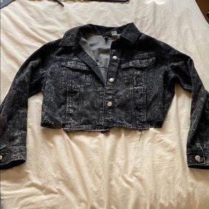 Cropped black jean jacket